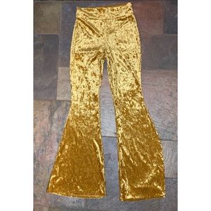 Mustard crushed velvet bells